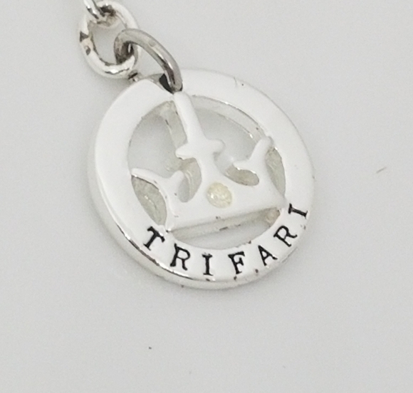 TRIFARI VINTAGE CHROME SILVER SNAKE CHAIN & CRYSTAL PENDANT NECKLACE - Picture 8 of 8